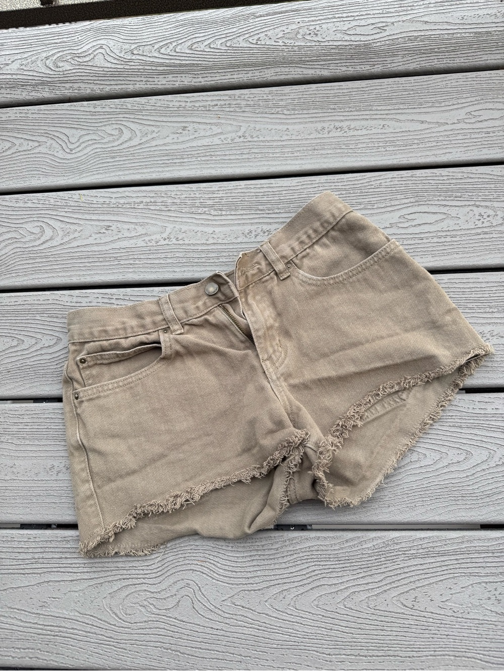 Billabong Beige Frayed Hem High-Rise Jean Shorts
